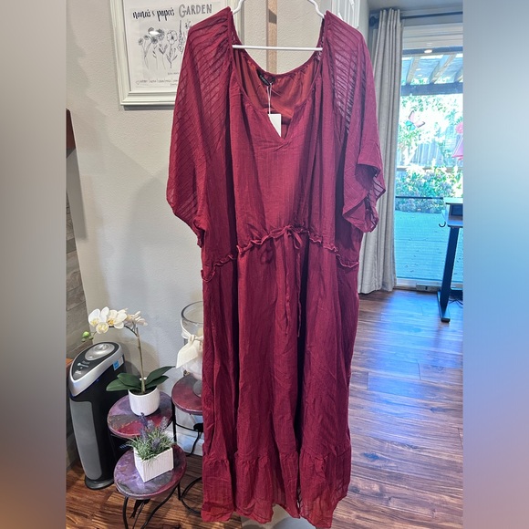 BloomChic Copper Colored Maxi Dress with 3/4 With Flutter Sleeve - Picture 2 of 11